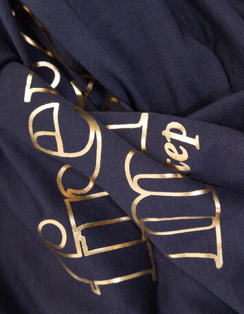 MARVA - T-shirt marine coton bio message doré-3