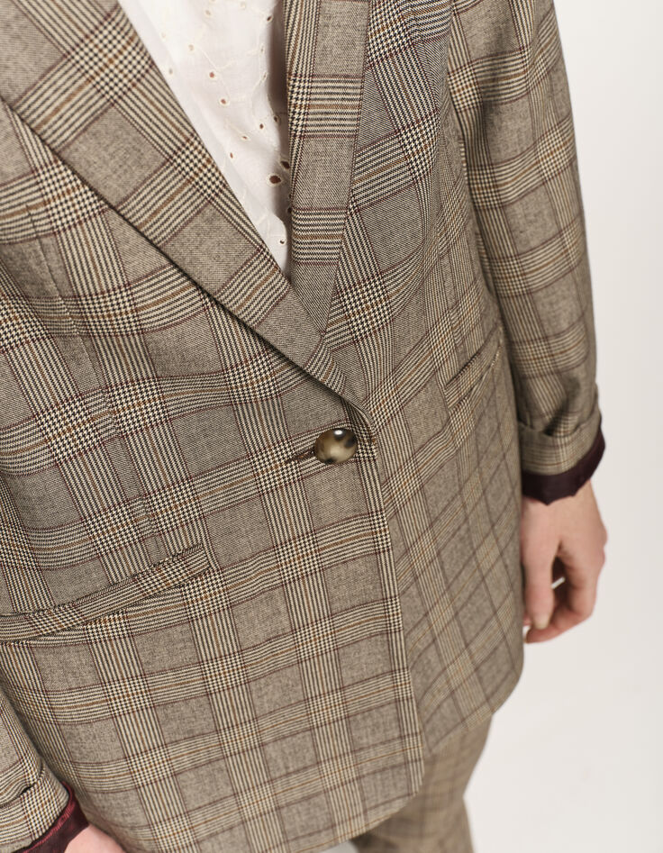 VELMA - Veste de tailleur beige motif prince-de-galles-5 VELMA - Veste de tailleur beige motif prince-de-galles-5