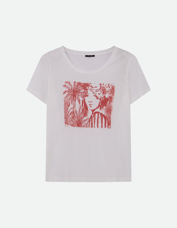 MADIE - T-shirt blanc coton bio danseuse jungle crayonn&eacute; -5
