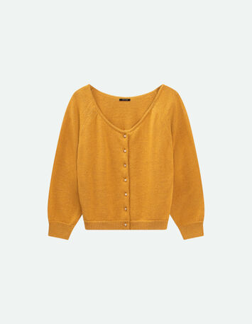 TASTE - Cardigan miel tricot lurex col bateau-5