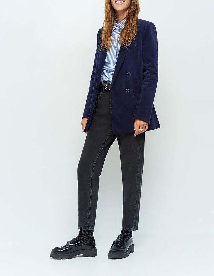VERONA - Veste de costume bleu indigo en velours-2