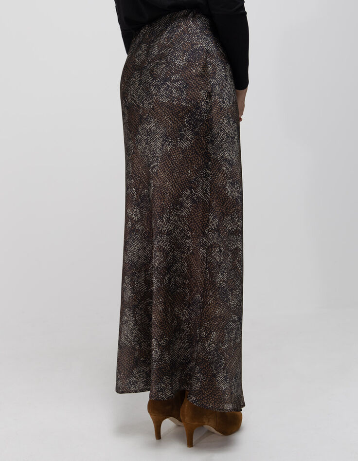 JEMMA - Jupe midi noire imprimé python-2