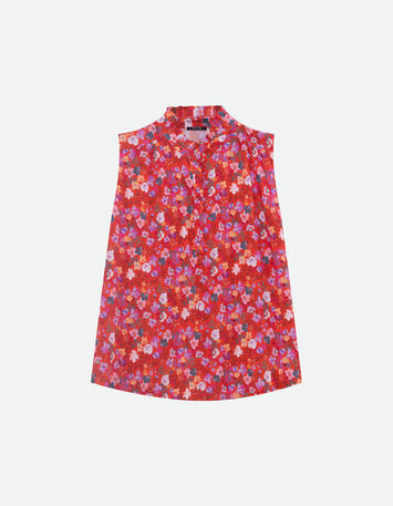 COLIBRI - Top rouge imprimé floral d'été -1