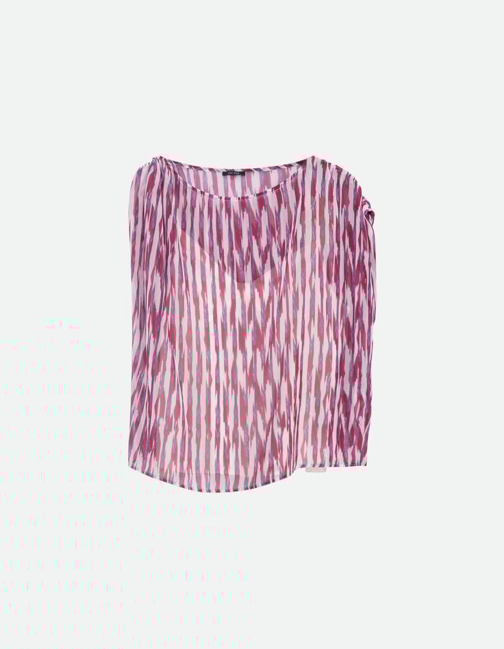 CELINA - Top violet polyester recyclé rayures floues-5
