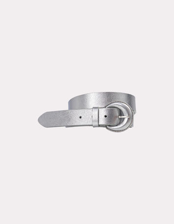 ANDREW - Ceinture gris argent cuir métallisé-1