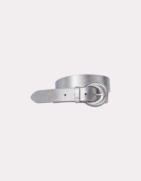 ANDREW - Ceinture gris argent cuir métallisé - One Step
