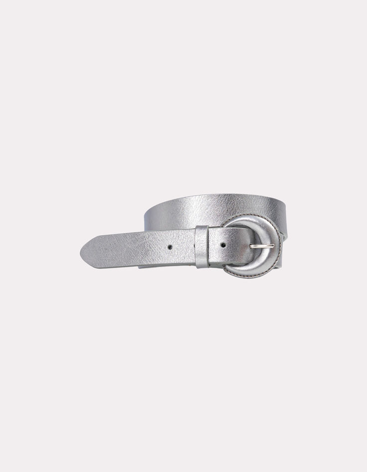 ANDREW - Ceinture gris argent cuir métallisé-1 ANDREW - Ceinture gris argent cuir métallisé-1