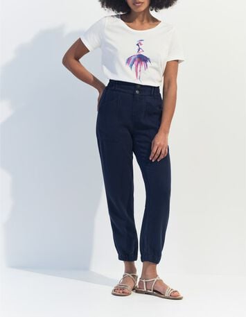 MADIE - T-shirt blanc coton bio danseuse aquarelle -2