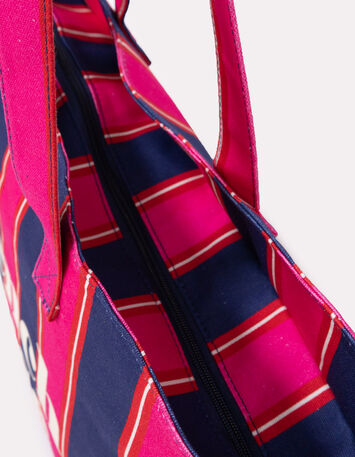 French Muse - Sac week-end &agrave; rayures bleu et rose-5