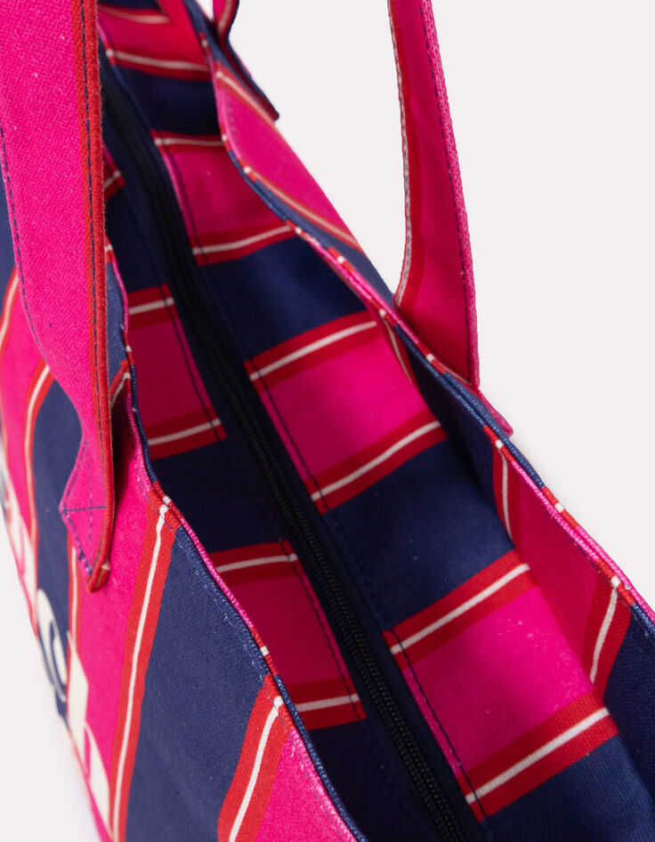 French Muse - Sac week-end &agrave; rayures bleu et rose-5