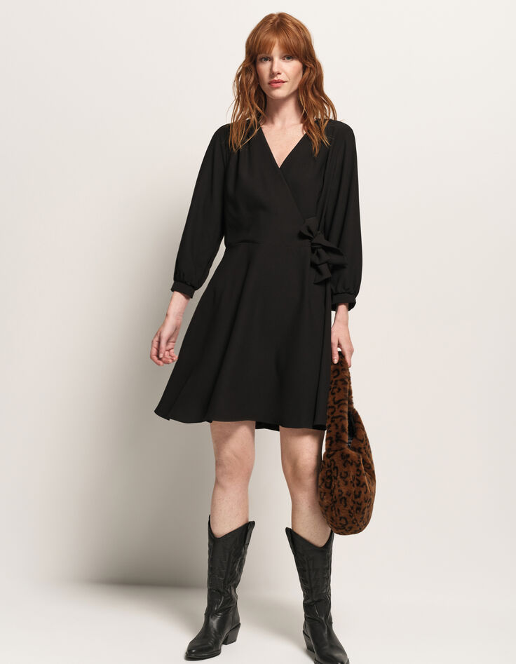 ROMY - Robe noire nœud côté-1