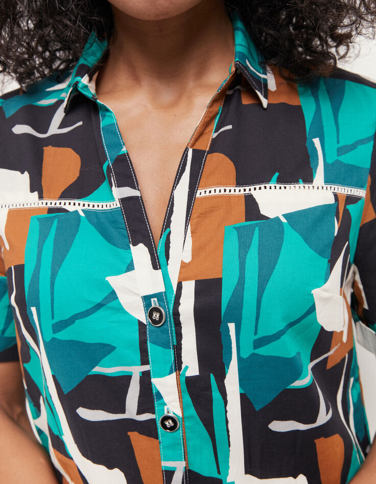 RAIN - Robe chemise green grass à imprimé abstraction arty-4