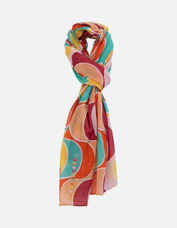 ALMA - Paréo rose coton bio motifs art déco couleur -1