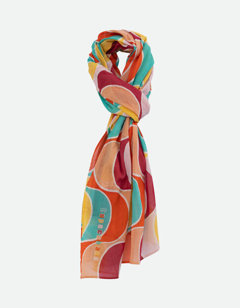 ALMA - Paréo rose coton bio motifs art déco couleur  - One Step