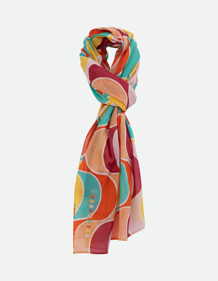 ALMA - Paréo rose coton bio motifs art déco couleur -1