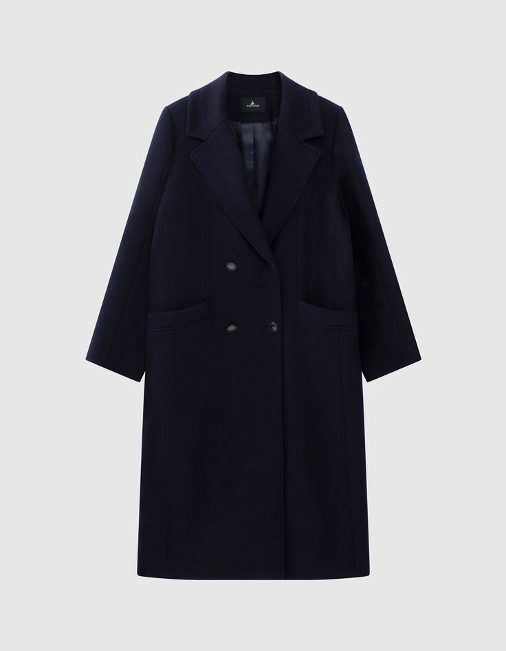 DELHI - Manteau long marine à boutonnage croisé-5