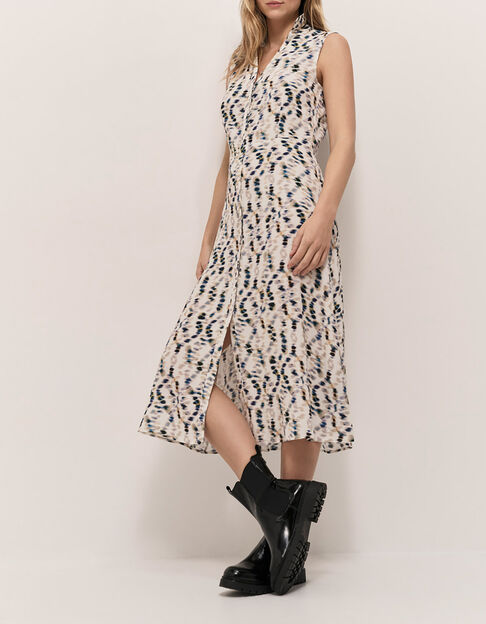 ROXY - Robe chemise longue écrue à imprimé - One Step