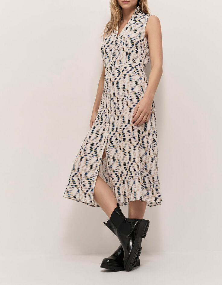 ROXY - Robe chemise longue écrue à imprimé-1 ROXY - Robe chemise longue écrue à imprimé-1