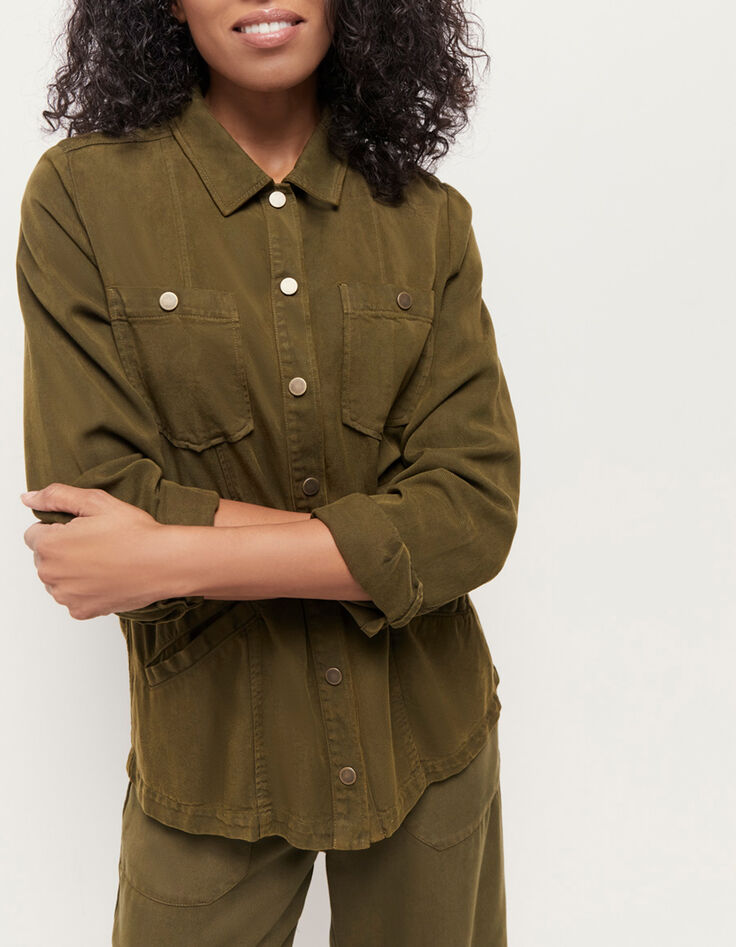 VIRGILE - Veste saharienne kaki en  Lyocell®-1
