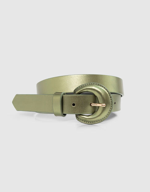 ANDREW - Ceinture vétiver en cuir métallisé - One Step
