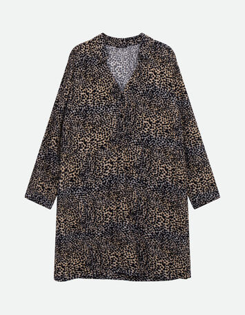 RAKEL - Robe chemise noire Lenzing Ecovero camouflage &eacute;t&eacute;-6