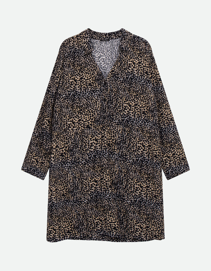 RAKEL - Robe chemise noire Lenzing Ecovero camouflage &eacute;t&eacute;-6