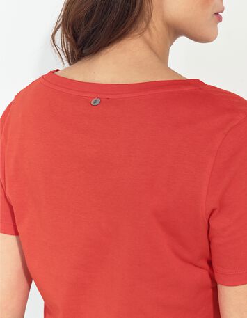 MADIE - T-shirt orange coton bio visuel danseuse arty -5