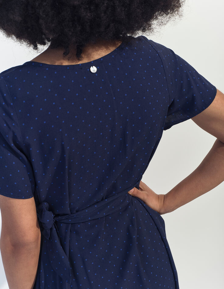 RAMI - Robe bleue Lenzing Ecovero minimaliste carrés-5