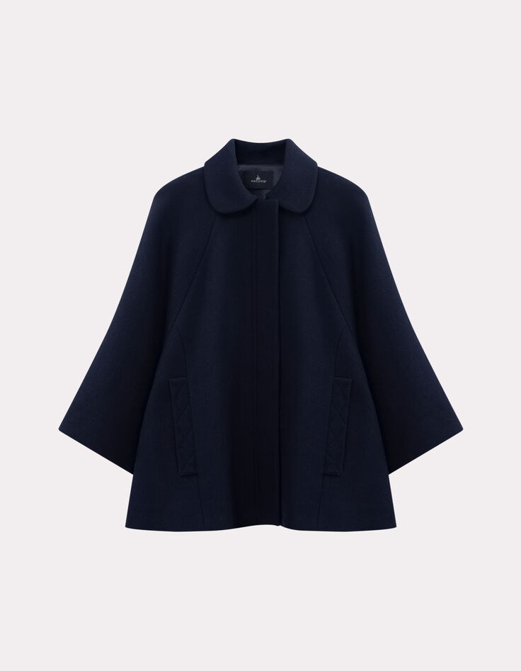 DORIA - Manteau cape marine drap de laine fantaisie-6