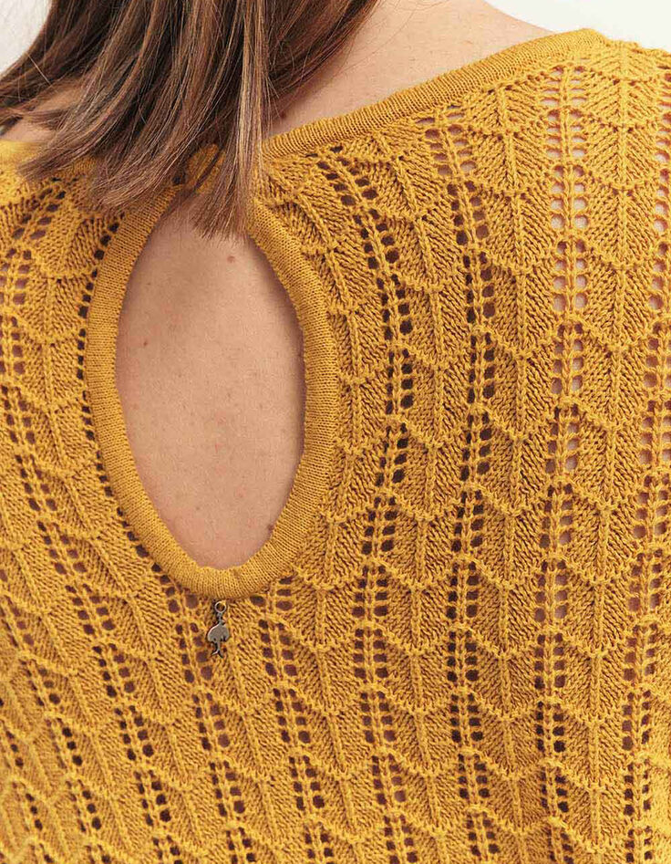 TESSA - Pull miel tricot fin ajouré-4