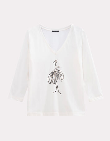 MARA - T-shirt écru danseuse effet animalier-5
