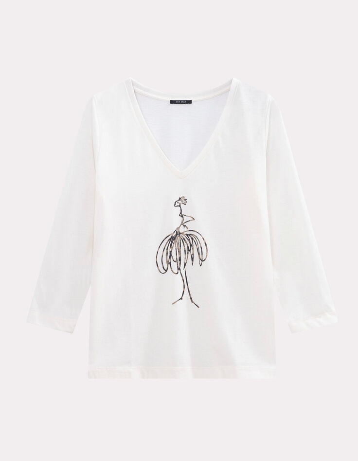 MARA - T-shirt écru danseuse effet animalier-5
