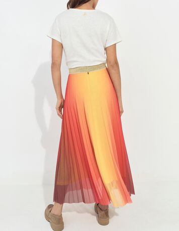JANE - Jupe longue orange pliss&eacute;e effet n&eacute;on deep dye -5