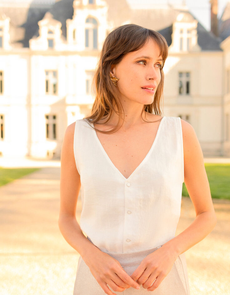 CAMBIRA - Top réversible blanc irisé -5