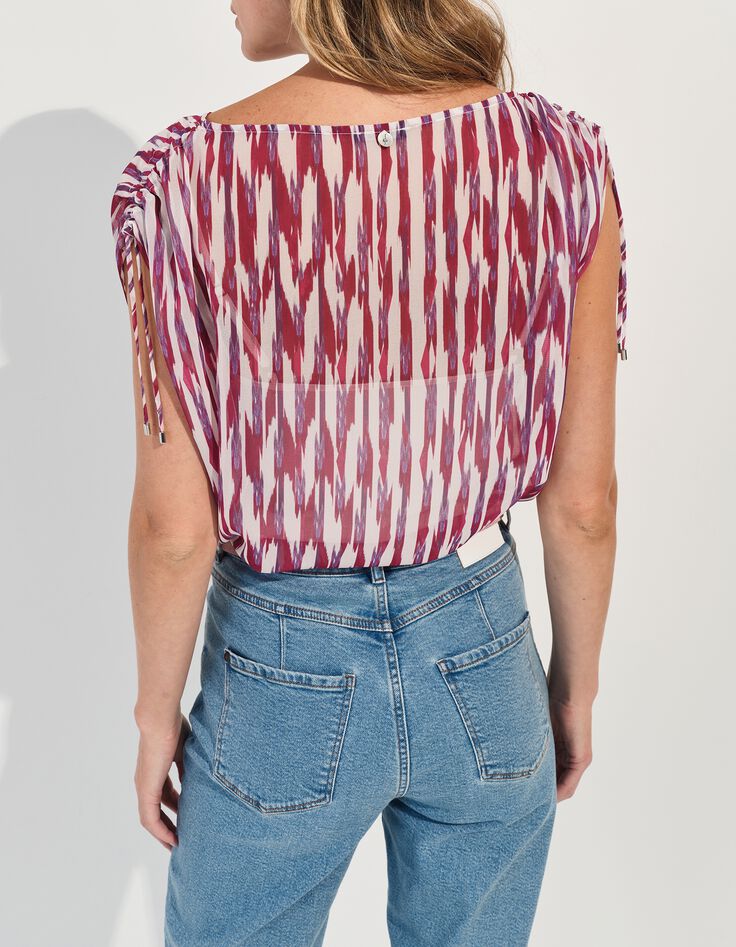 CELINA - Top violet polyester recycl&eacute; rayures floues-3