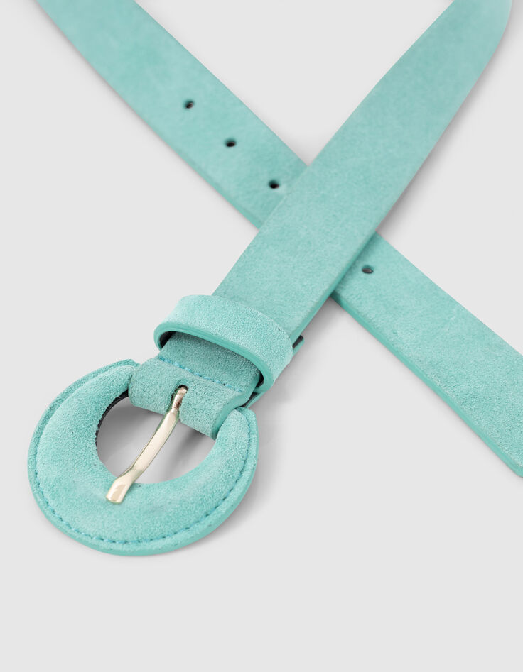ANDREW - Ceinture menthe en cuir velours-5