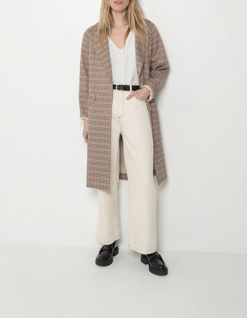 DOUTZEN - Trench ficelle à motif pied-de-poule couleur-4