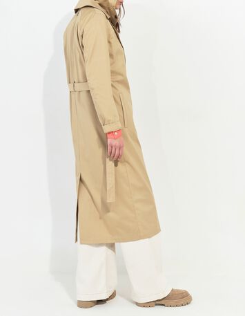 DAYLA - Trench beige coton bio capuche amovible -7