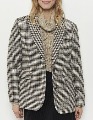 VICTIM - Veste de costume camel à motif pied-de-poule-1