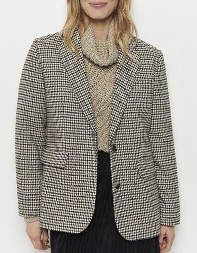 VICTIM - Veste de costume camel à motif pied-de-poule - One Step
