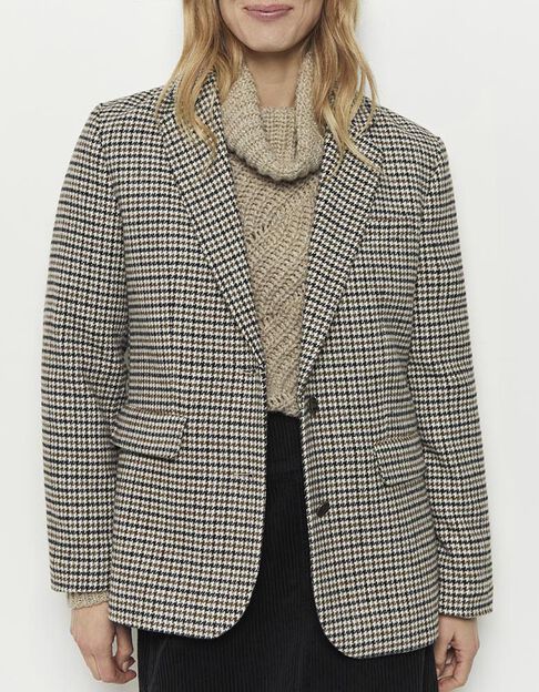 VICTIM - Veste de costume camel à motif pied-de-poule - One Step