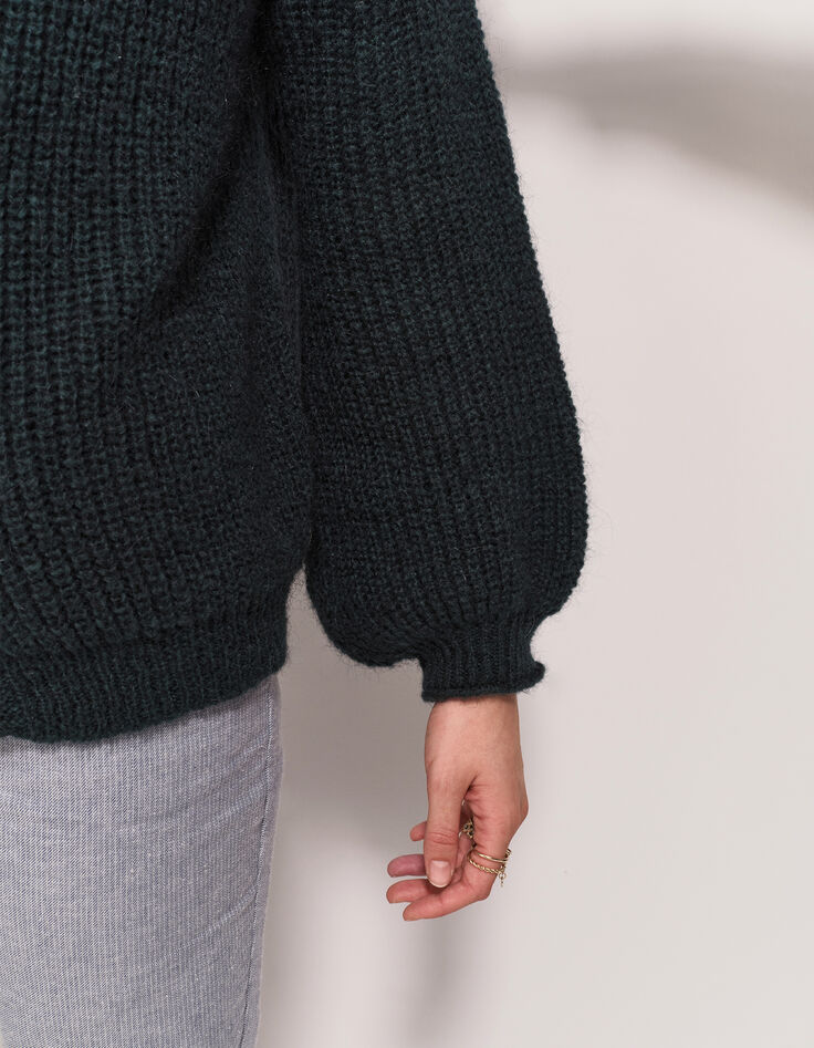 TREFLE - Cardigan vert tricot réversible devant/dos-4 TREFLE - Cardigan vert tricot réversible devant/dos-4