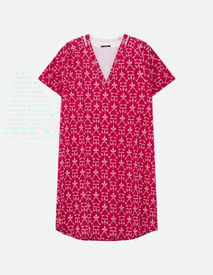 REKO - Robe rose coton bio broderies all-over -5
