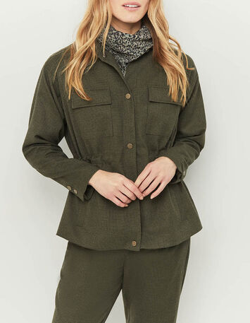 VIXEN - Veste de costume kaki à motif pied-de-puce-1
