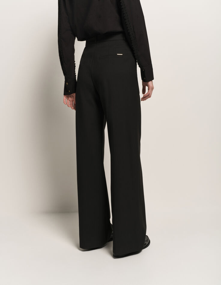 PIXI - Pantalon droit noir plis marqués-3