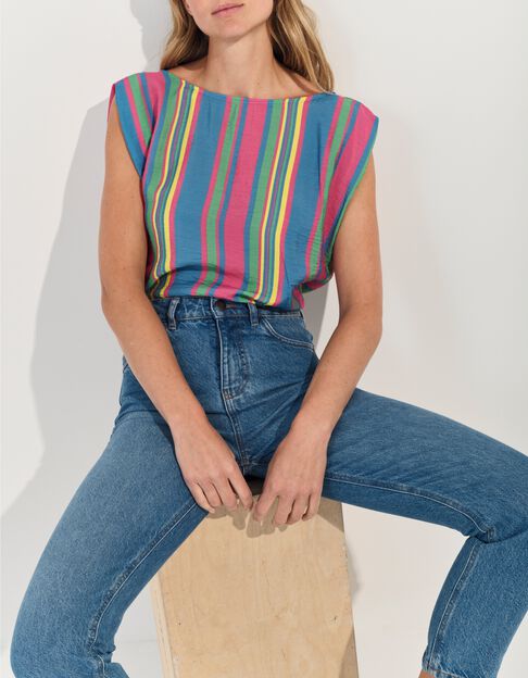 CANDI - Top jaune motif rayures multico  - One Step