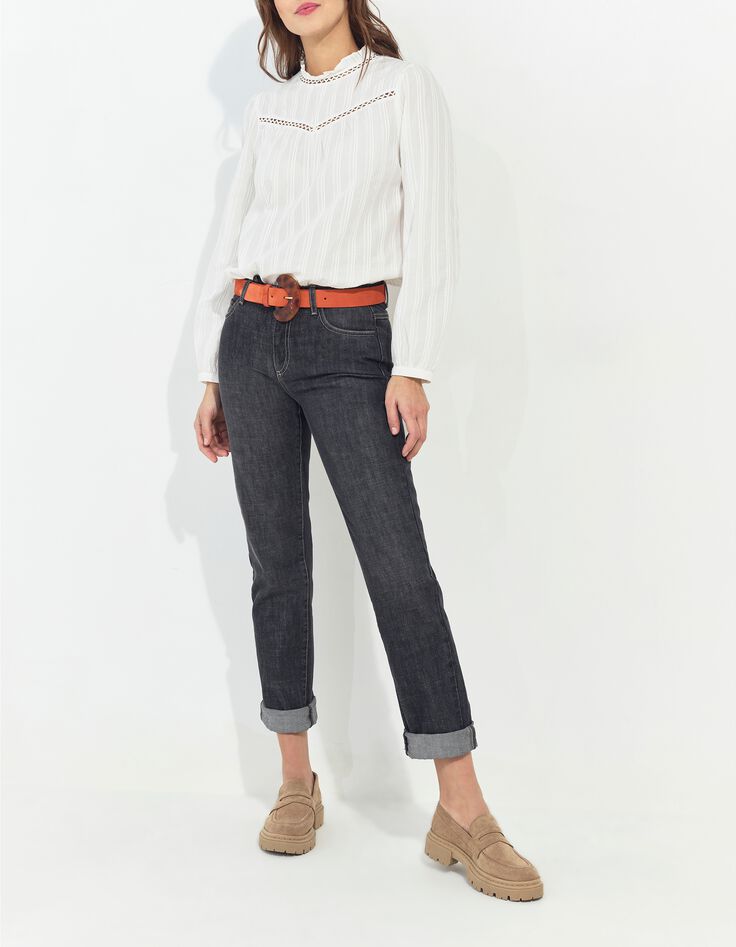 LE CARLA - Jean droit gris coton bio waterless-2