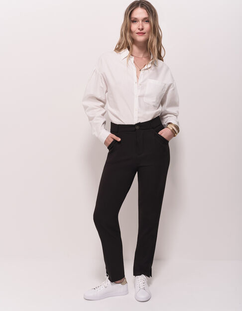 POPPY - Pantalon droit noir façon laine froide - One Step