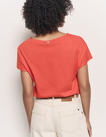 MAGICA - T-shirt orange coton bio message léopard-3
