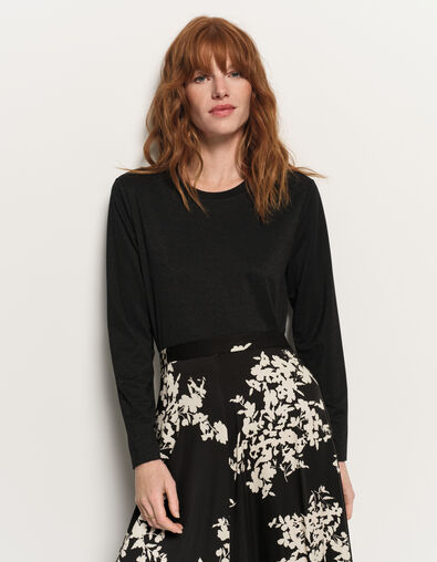 MAKYA - T-shirt  manches longues noir maille irisée - One Step